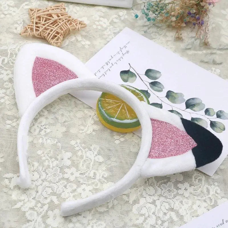Playful Plush Cat Ears Headband for Makeup and Skincare