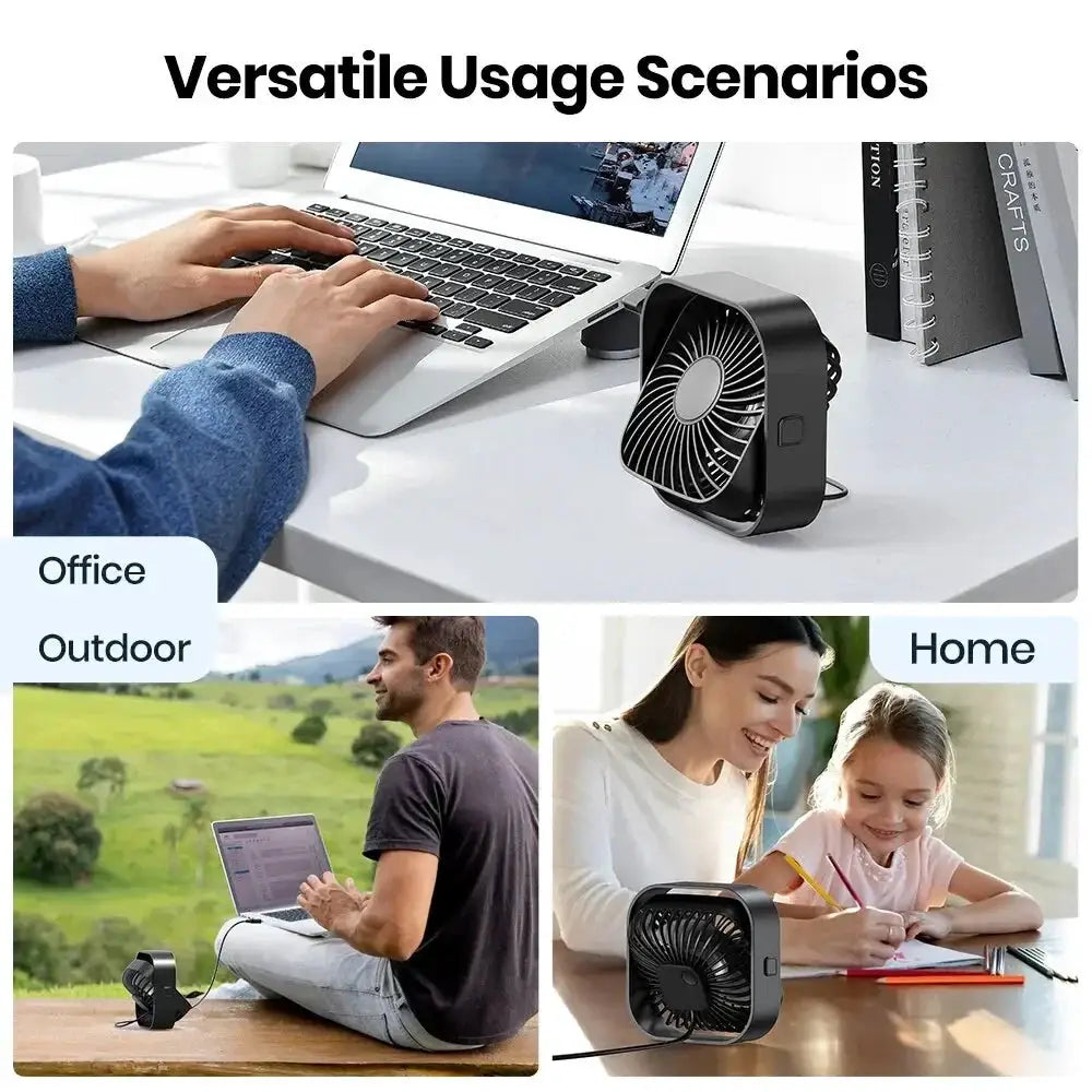 TOPK USB Portable Mini Fan 3 Speed 360 Rotatable Desk Fan - OurLum.com