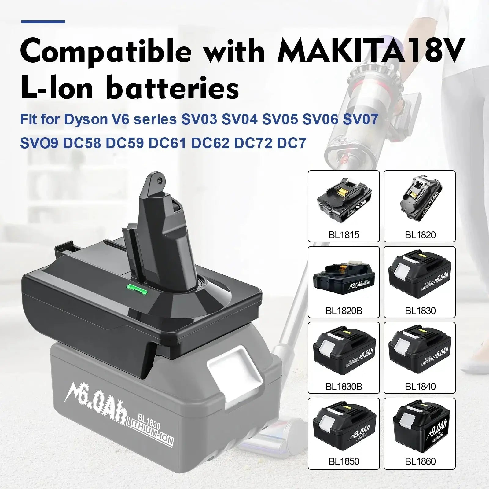 18V Lithium Battery Adapter For Dyson V6 V7 V8 Vacuum
