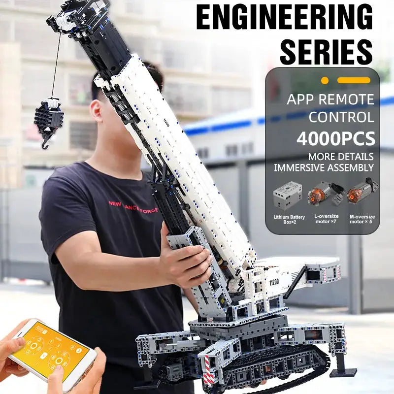 Mould King 17002 Technical Car Toys The MOC-10123 RC Motorized Crane Liebherred LTR 11200 Truck Model Building Blocks Kids Gifts