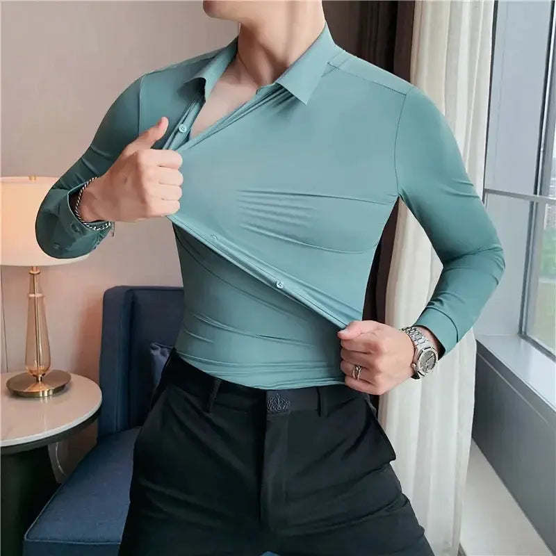 Plus Size 4XL M High Elasticity Seamless Shirts Men