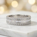 Moissanite Ring in Sterling Silver Triple