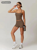 Yoga Set Women Quick Dry Cami High Waist Shorts
