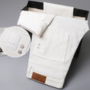 Four Season New Men's Yellow Jeans Fashion Business Casual