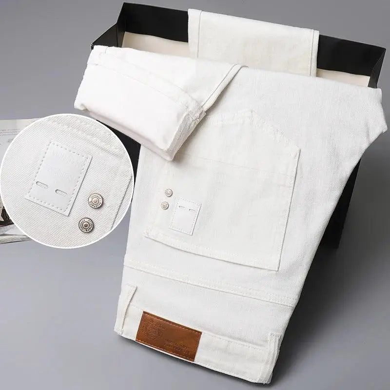 Four Season New Men's Yellow Jeans Fashion Business Casual