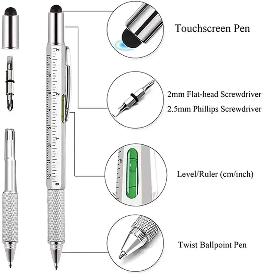 7 In 1 Ballpoint Pen With Ruler And Screwdriver Stylus