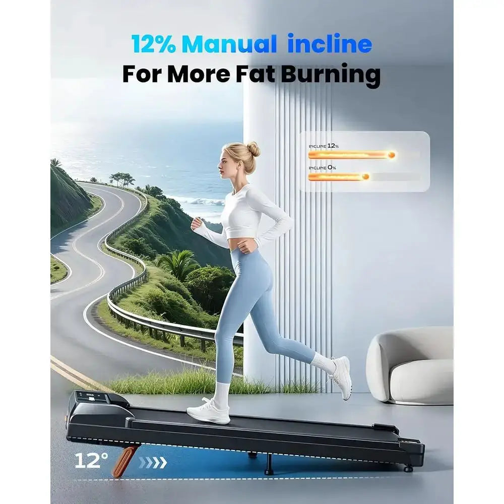 Portable Electric Treadmill Desk 2.5HP, 12% Incline, 280 lbs Capacity, 4-in-1 Walking Pad with Remote & LED Display