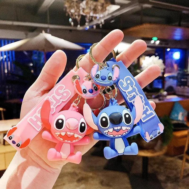 Disney Character PVC Keychain Minnie Mickey Stitch Accessory
