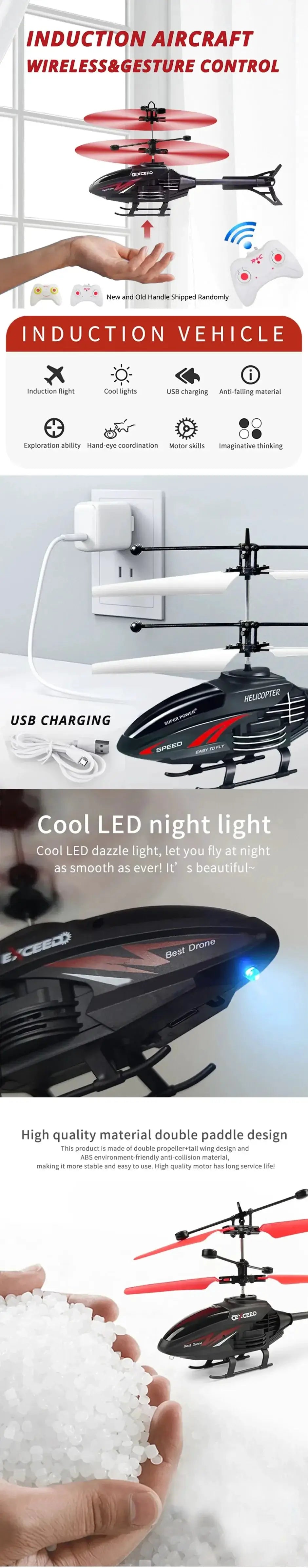 2 Channel Gesture Control RC Helicopter Induction Aircraft - OurLum.com