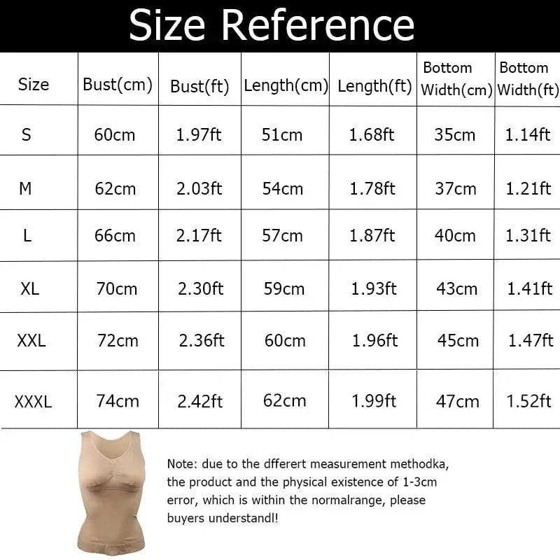 Plus Size Slimming Shaper Tank Top Body Shaper Removable