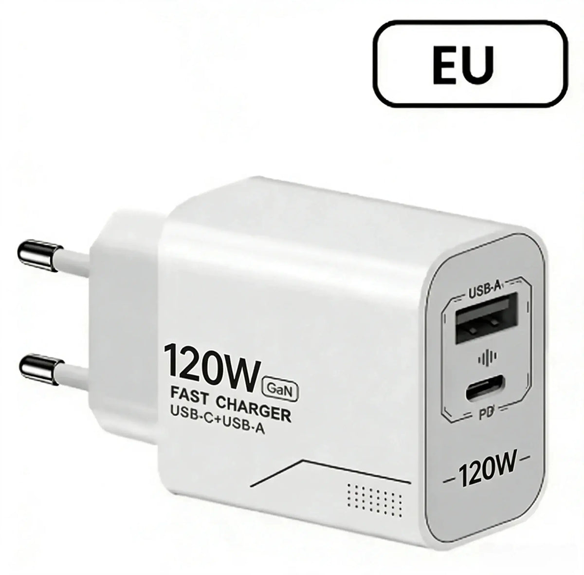120W GaN USB C Charger 2-Port Fast Charging Phone Charger Power Adapter For iPhone Samsung Xiaomi Type C US Plug Wall Charger