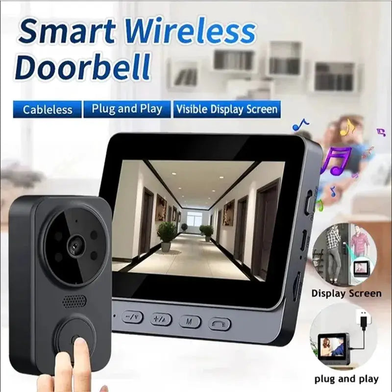 Smart Video Doorbell Camera Wireless, 1080P HD with Night Vision, 2.4G WiFi, Motion Detection, 2-Way Audio, and Cloud Service