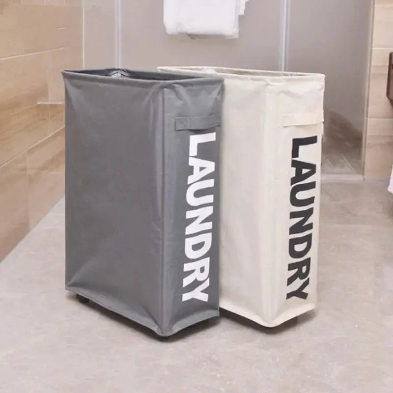 Roller Foldable Dirty Clothes Basket Laundry Storage Bag