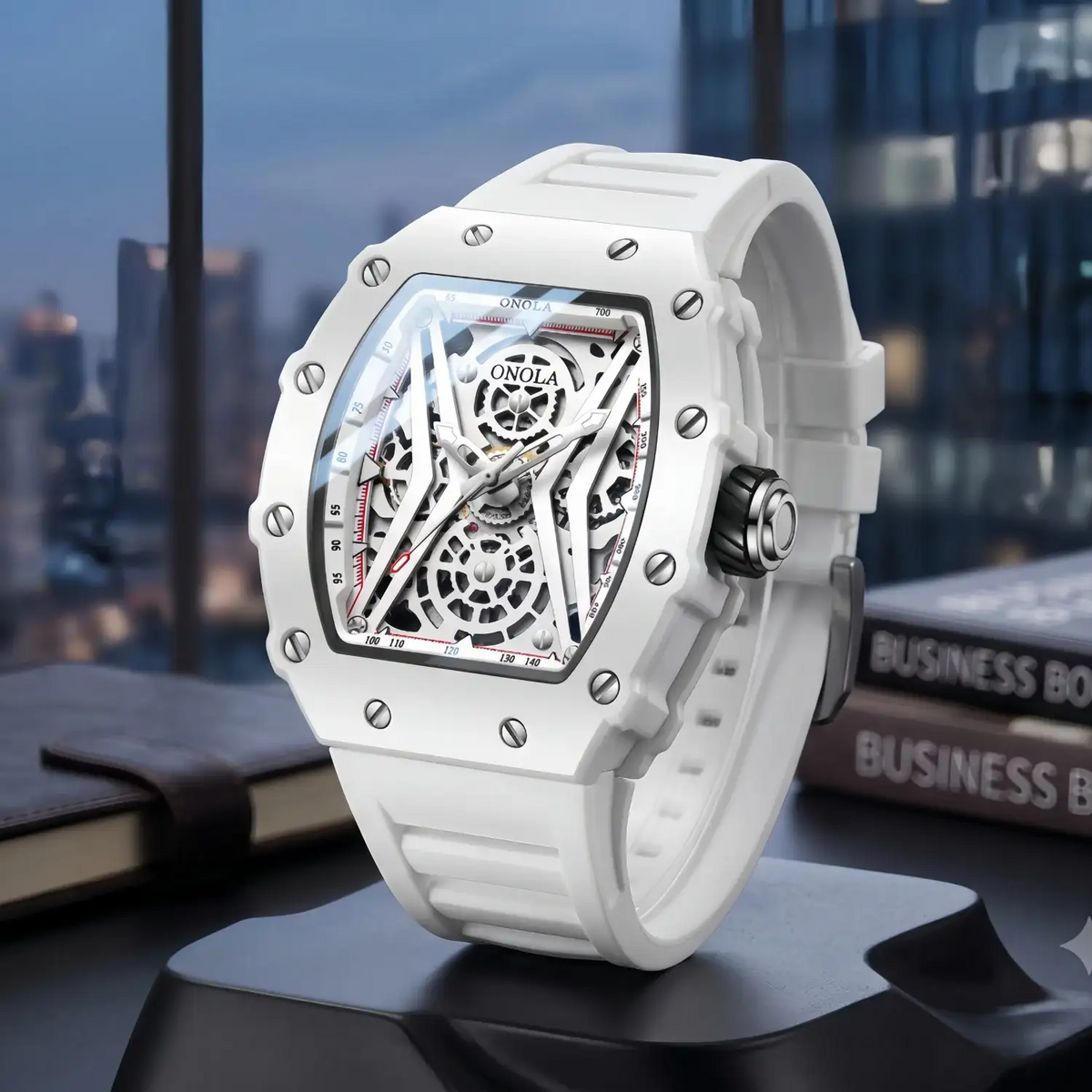 Onola Tonneau Skeleton Mechanical Watch — product image 3