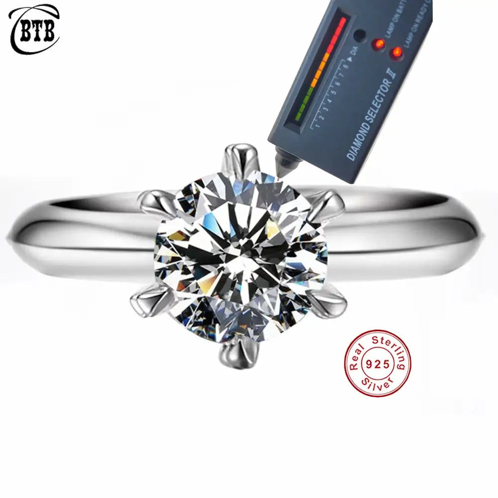 Moissanite Ring in Sterling Silver Rings — product view 1