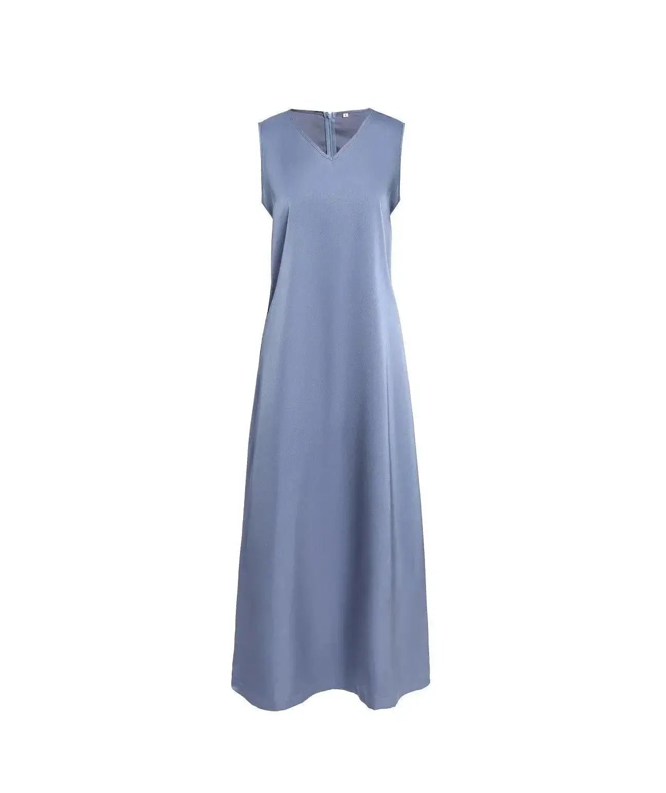 Satin Maxi Dress Silk Blend Elegance With V Neckline