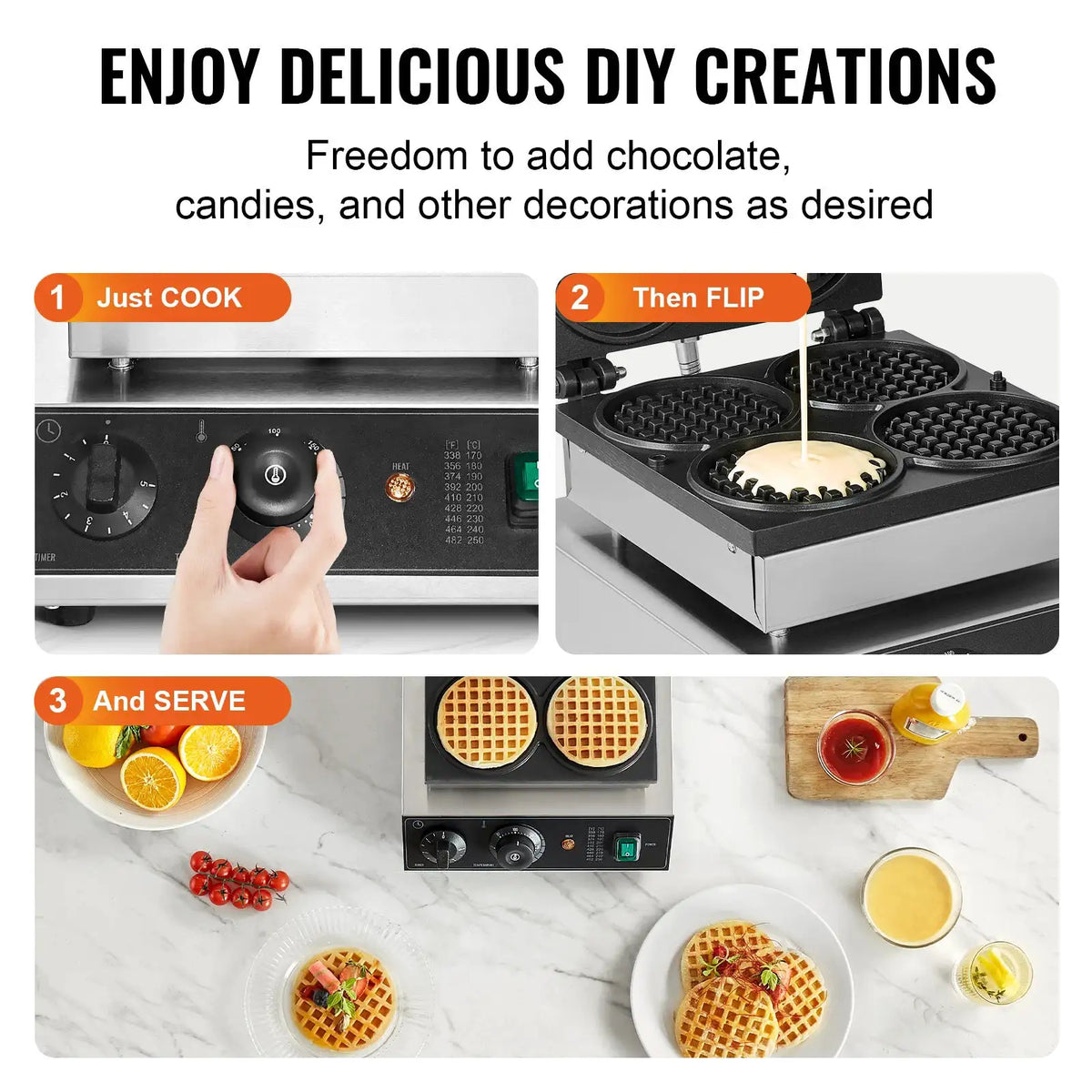 SucceBuy PCS Commercial Waffle Maker Round Waffle Baker Machine — product view 6
