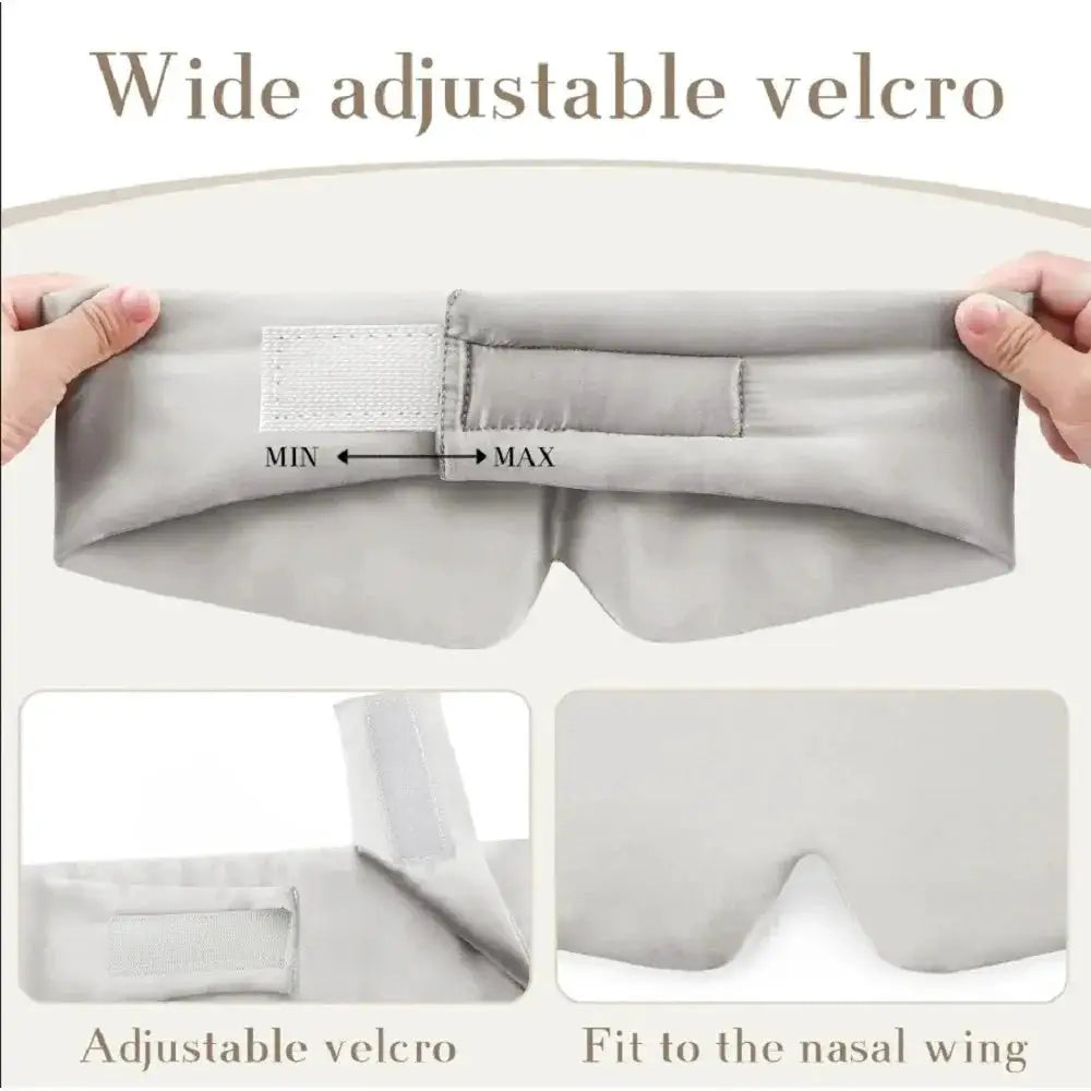 100% Mulberry Silk Sleep Mask, Full Size Blindfold for Total Blackout, Adjustable Headband for Men & Women, Light Plum