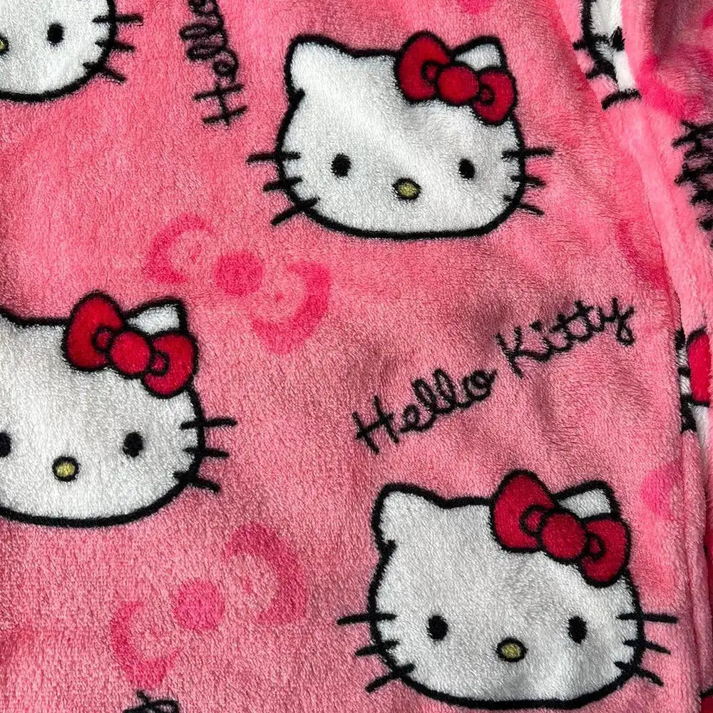 Hello Kitty Cartoon Flannel Pajamas Cozy Autumn Winter Wear