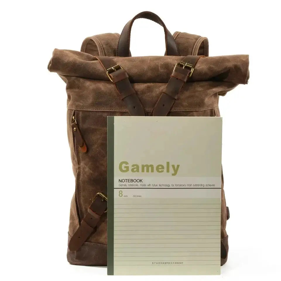 Men Waxed Canvas Backpacks Daypack Large Capacity Laptop Leather College Travel Vintage Weekend Waterproof Anti-theft Rucksack