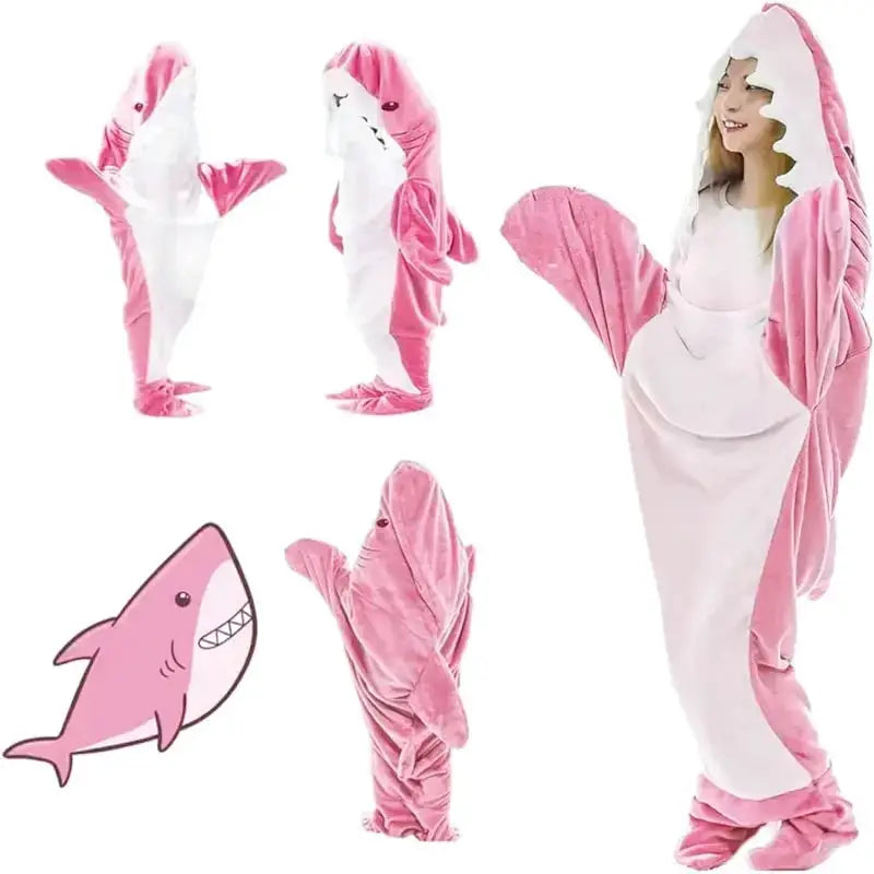 GY Trendy Sand Sculpture Shark Sleeping Bag Flannel One Piece