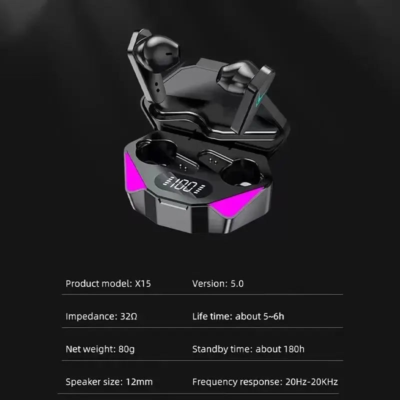 X15 TWS Earphones Bluetooth Wireless V5.1 Headset for Sports