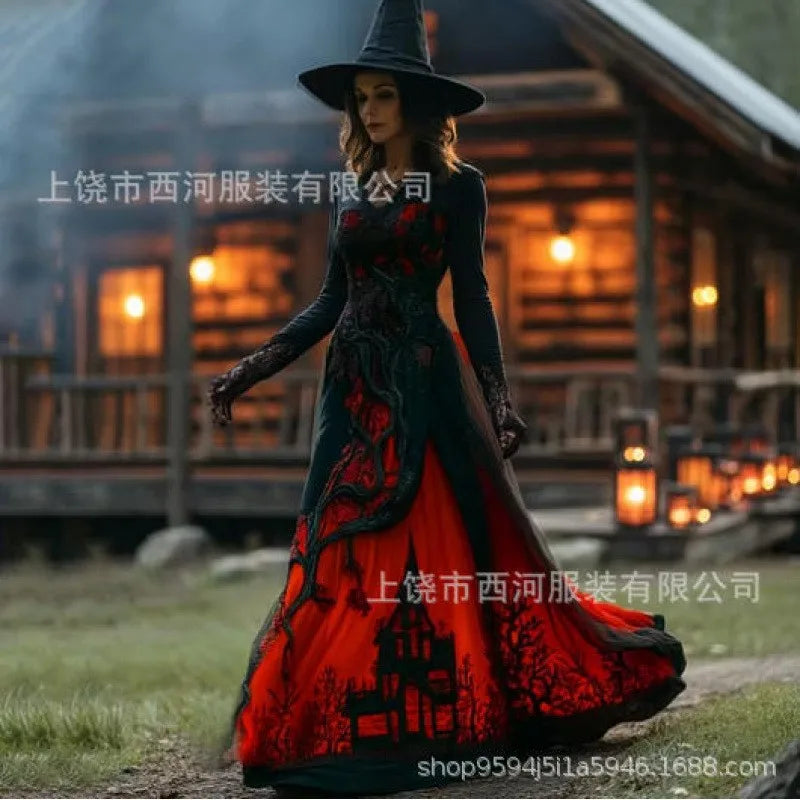 Dark Pleated Gothic Maxi Dress