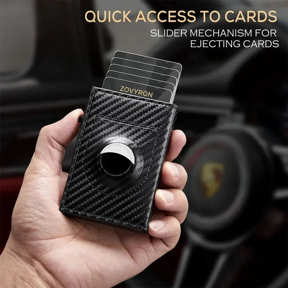 Slim Aluminum Carbon Fiber Card Holder Airtag Wallet For Men