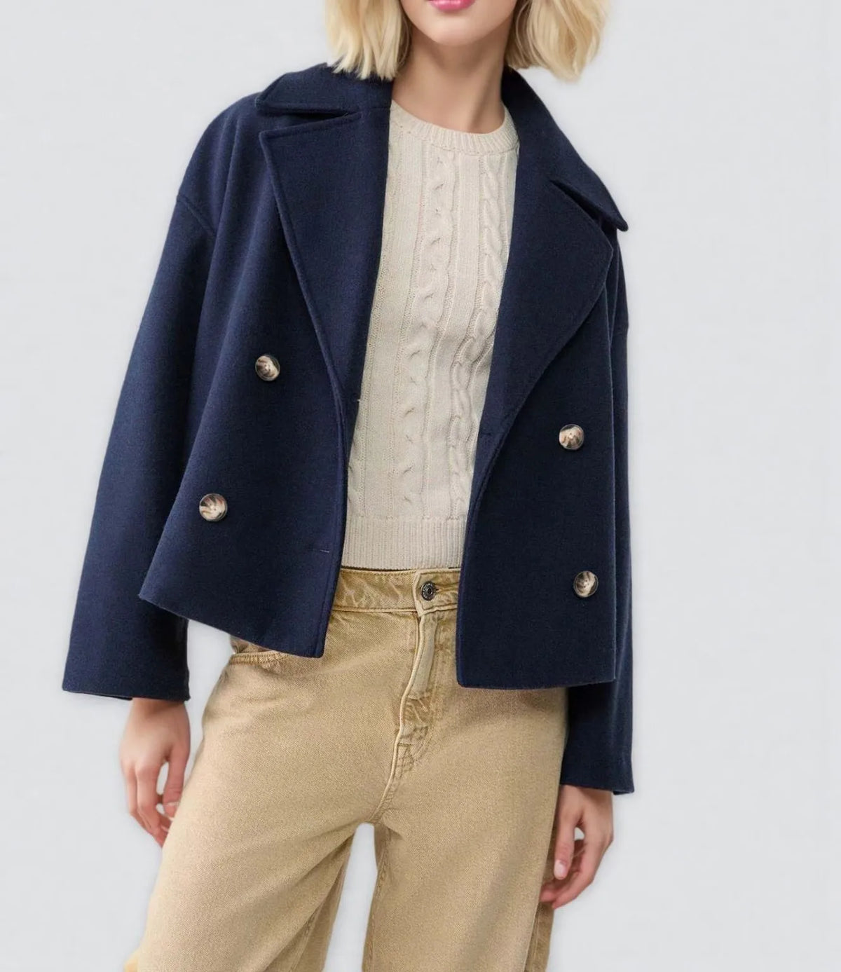 Notched Lapel Winter Button Jacket