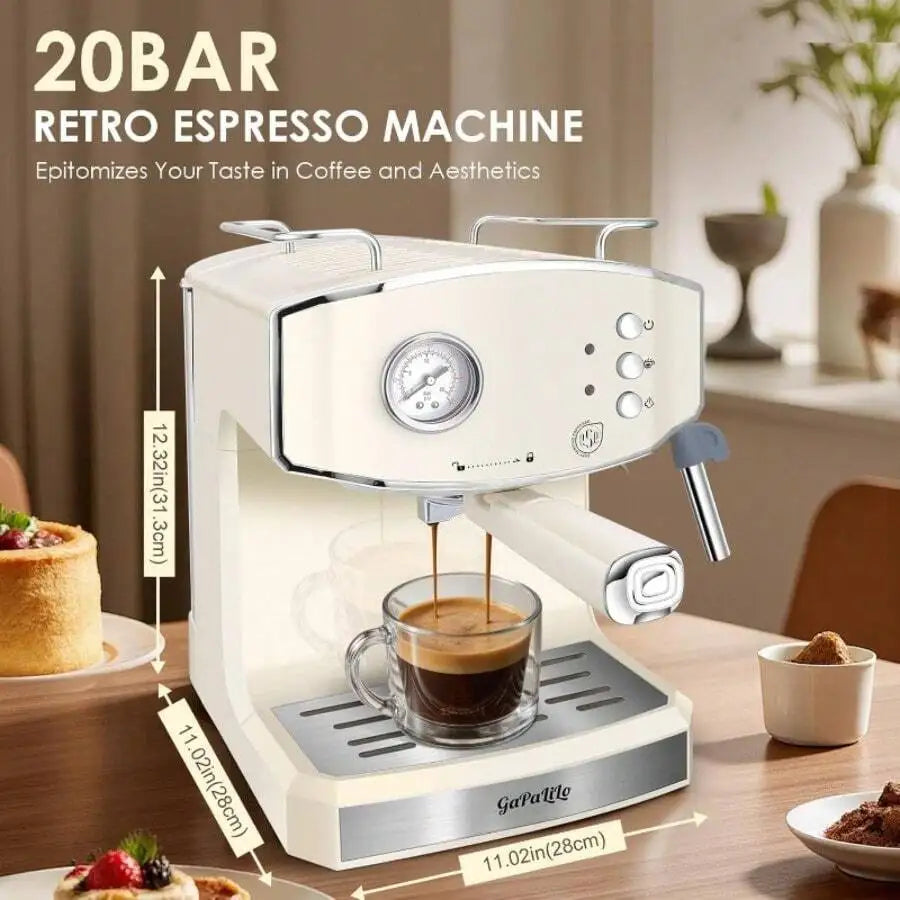 Retro Espresso Machine With Milk Frother, ESE Pod Compatible — product view 3