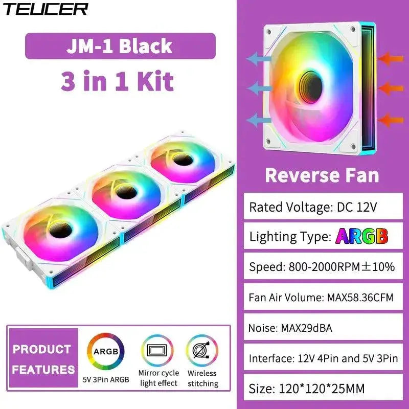TEUCER ARGB Cooling Fan With RGB Lighting DIY Case