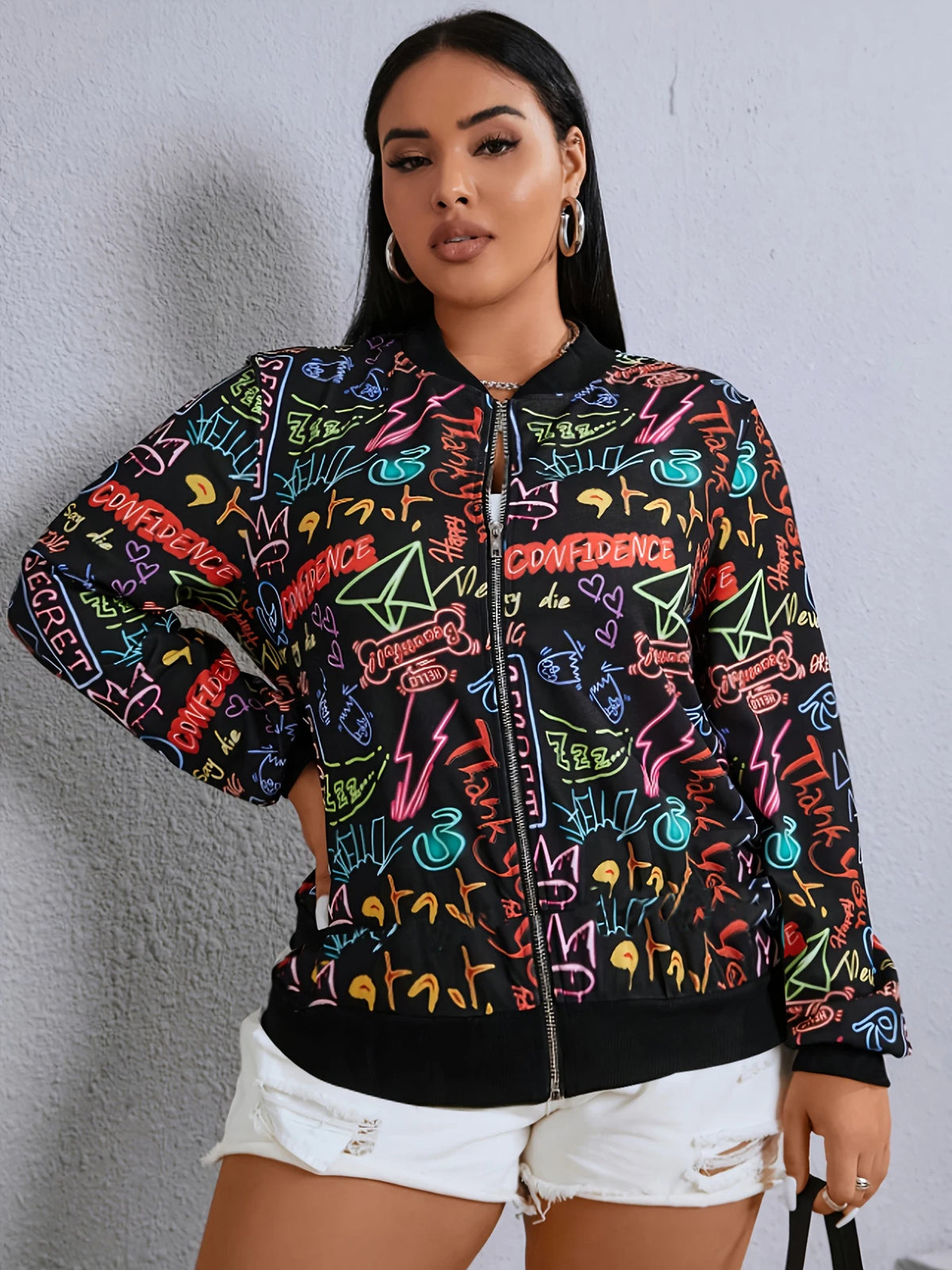 Plus Size Graphic Fashion Jacket