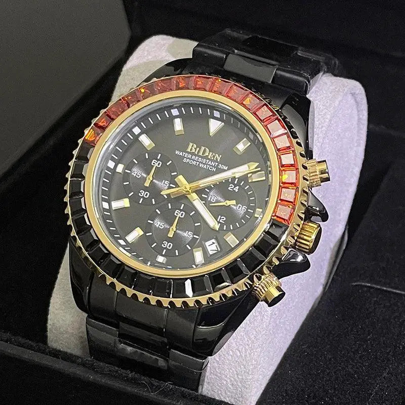 Rainbow Diamond Gold Watch For Men Stylish Timepiece