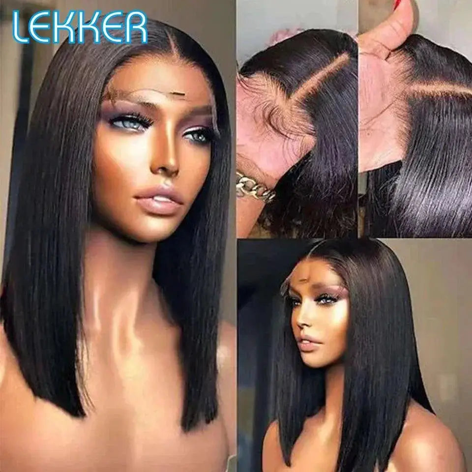Ombre Brown Straight Bob Lace Front Wig Glueless 99J Red