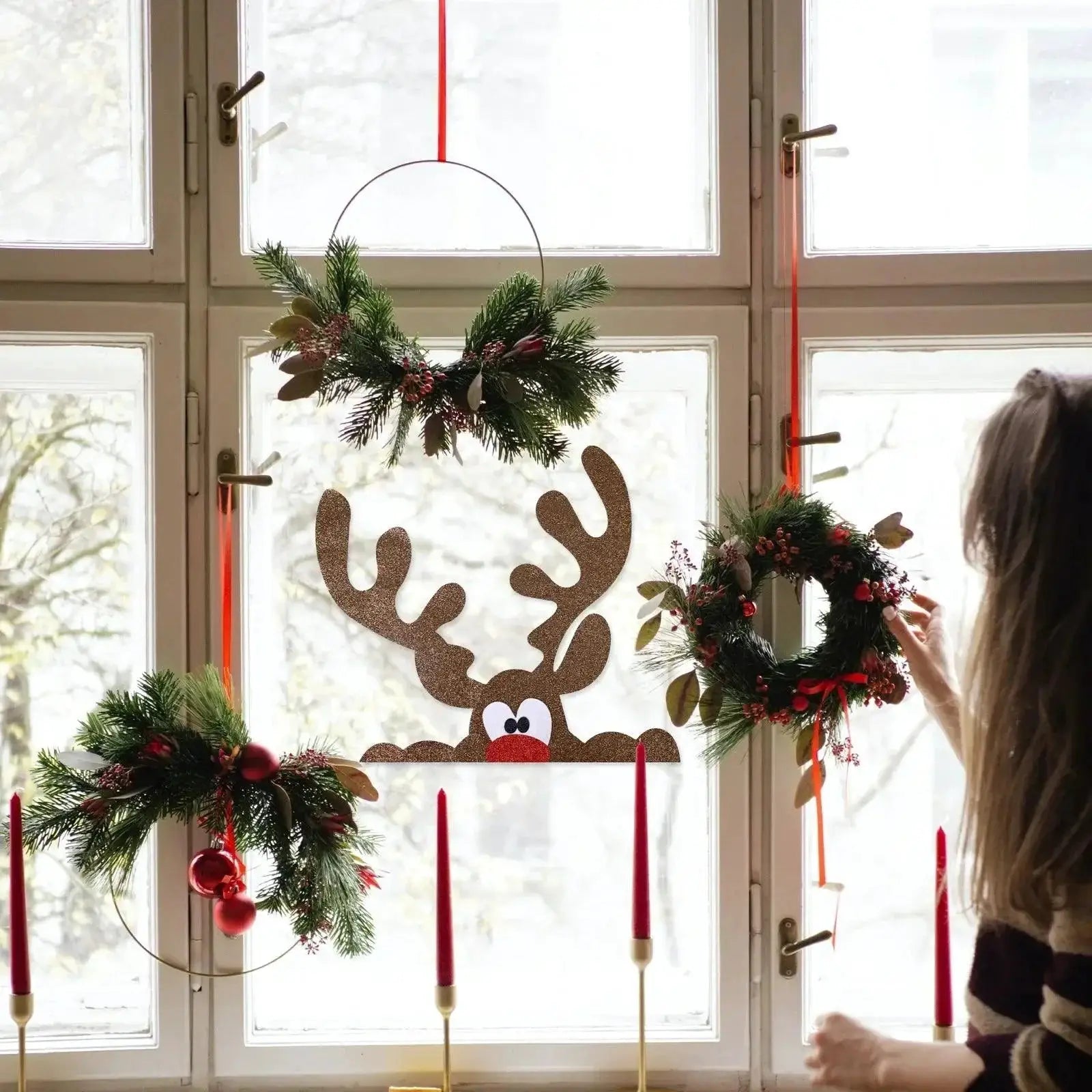 Festive Christmas Window Stickers Snowman Santa Elk 2024
