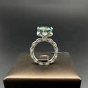Sterling Silver Silver Round Moissanite Ring
