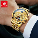 Olevs Mens Luxury Tourbillon Steel Watch