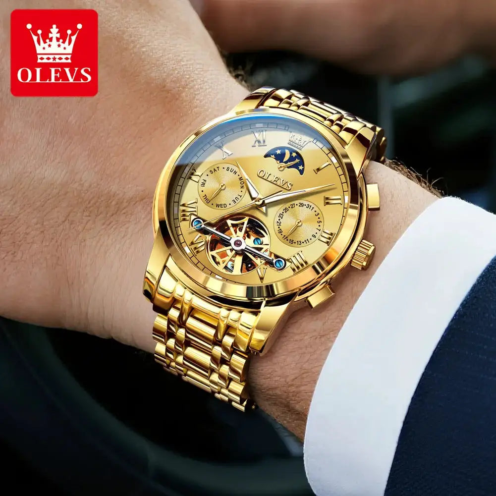 Olevs Mens Luxury Tourbillon Steel Watch — product image 5