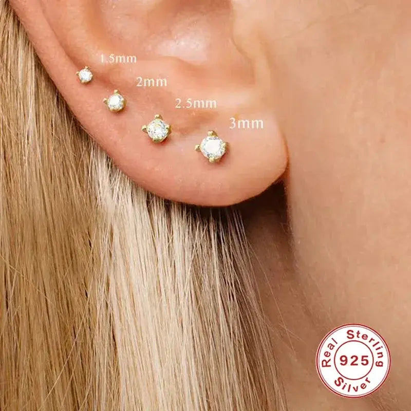 925 Sterling Silver Zircon Stud Earrings Bling Jewelry