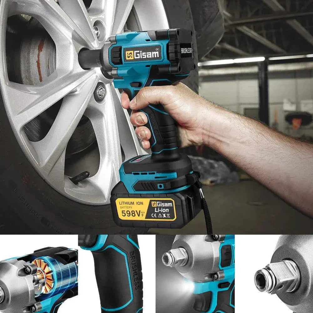 1000N.M Brushless Electric Impact Wrench Cordless Tool - OurLum.com