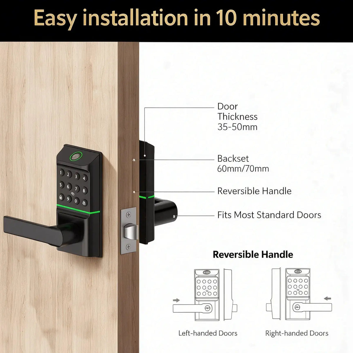 Smart Door Lock Fingerprint Keyless Entry — product view 2