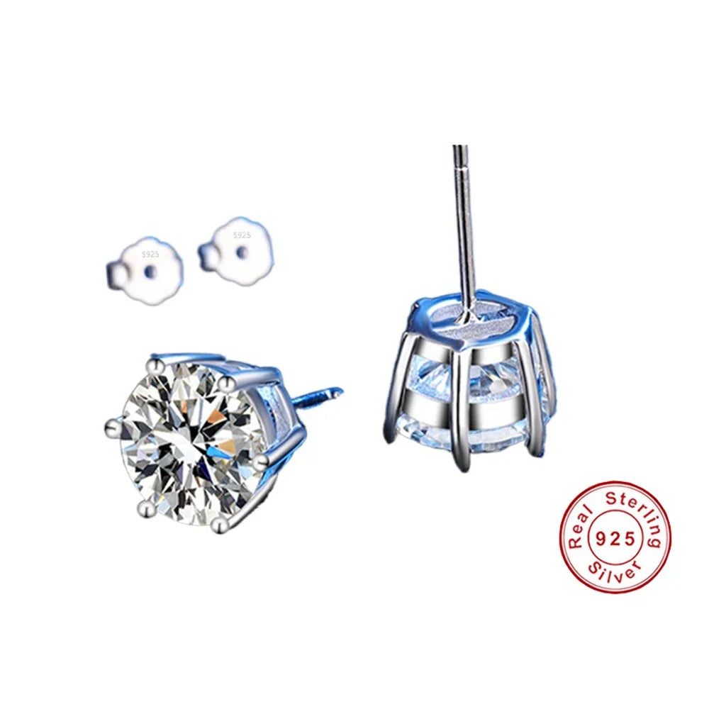 Moissanite Stud Earrings in Sterling Silver — product view 2