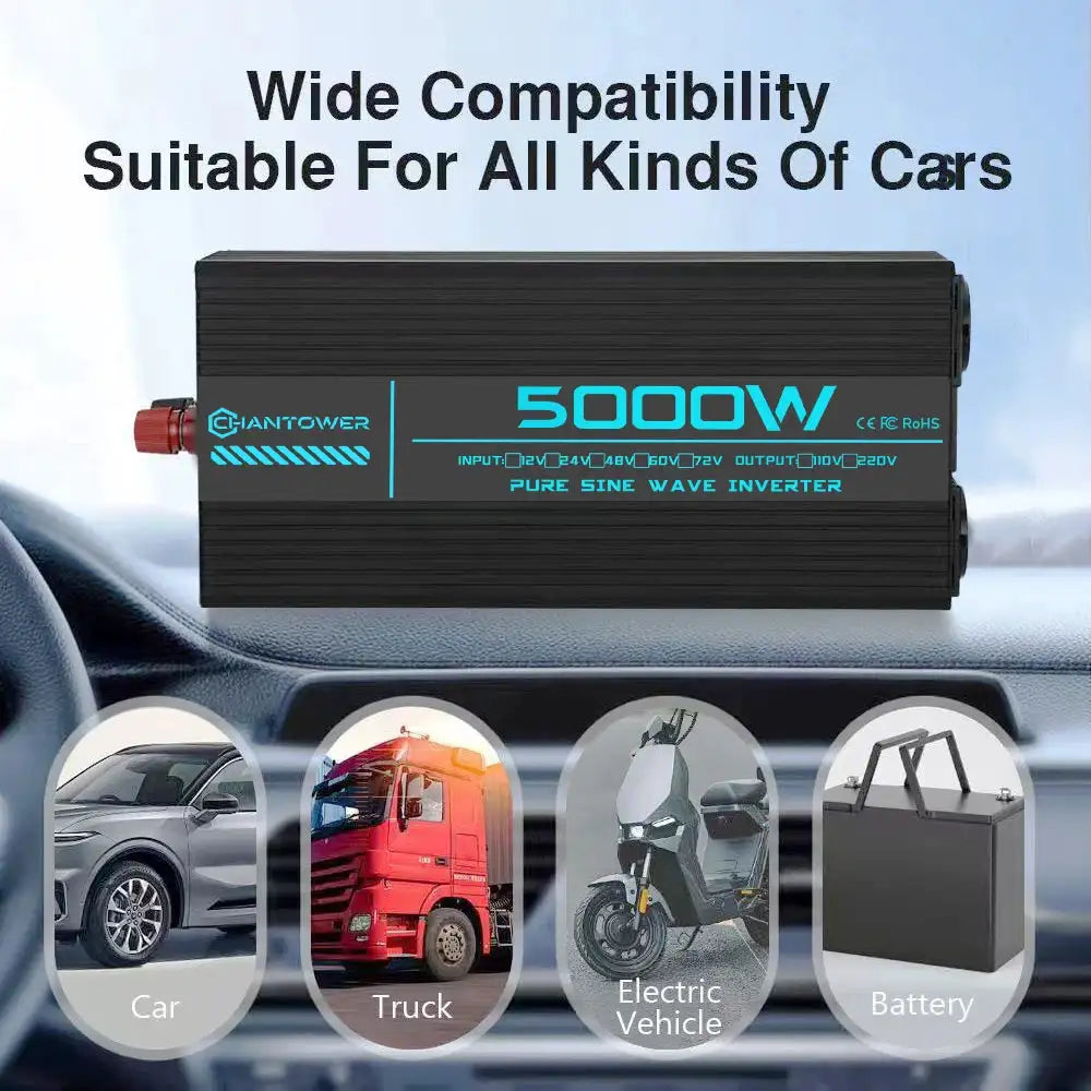 Pure Sine Wave Inverter 12V 220V 24V 1000W 1600W 3000W 4000W 5000W 6000W DC To AC Power Converter Charger Car Solar Inverter
