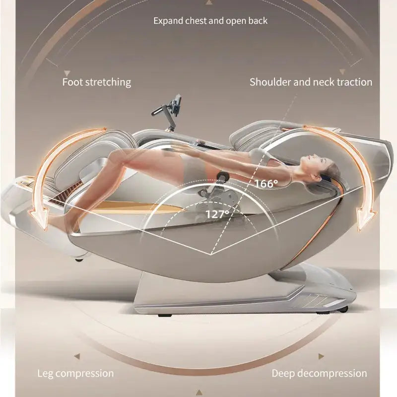 Coolfull Zero Gravity Mode Real Time Heart Rate Monitor Leg Angle Adjustment Calf Scraping Foot Massage Chair