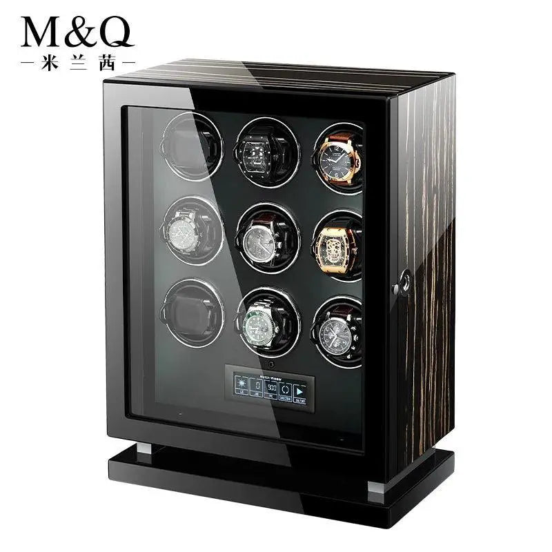 Luxury Biometric Wood Watch Winder for Secure Storage