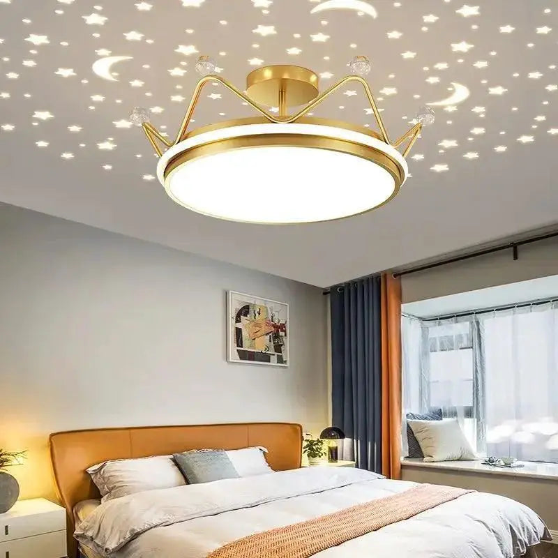 Dimmable Star And Moon Kids LED Chandelier For Nursery