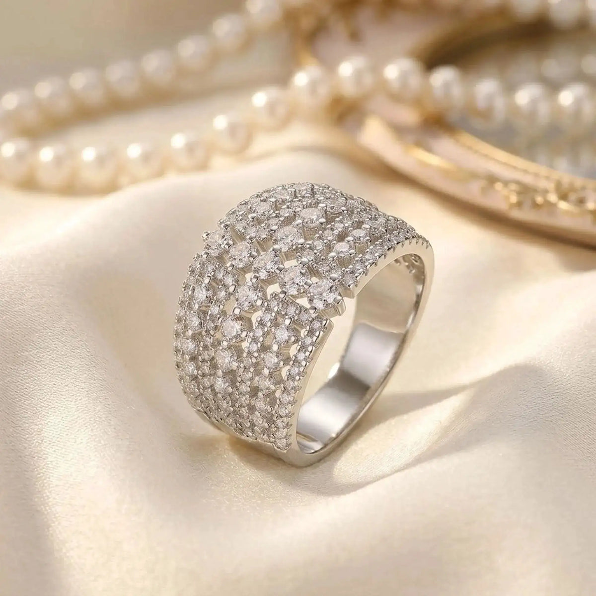 Elegant Sterling Silver Silver Moissanite Ring Style AOEFK — product image 2
