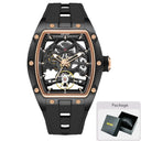 Mens Tonneau Skeleton Mechanical Watch