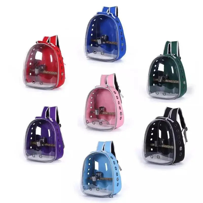 Featherway Bird Carrier Backpack Parrots Transparent Design