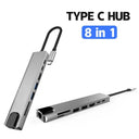 Type C 8 In1 USB C Hub HDMI 4K Adapter for Macbook